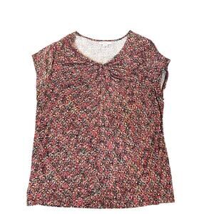 Liz Claiborne Woman 2X Blouse Multicolor Abstract Dot Stretch Knit  Plus Size